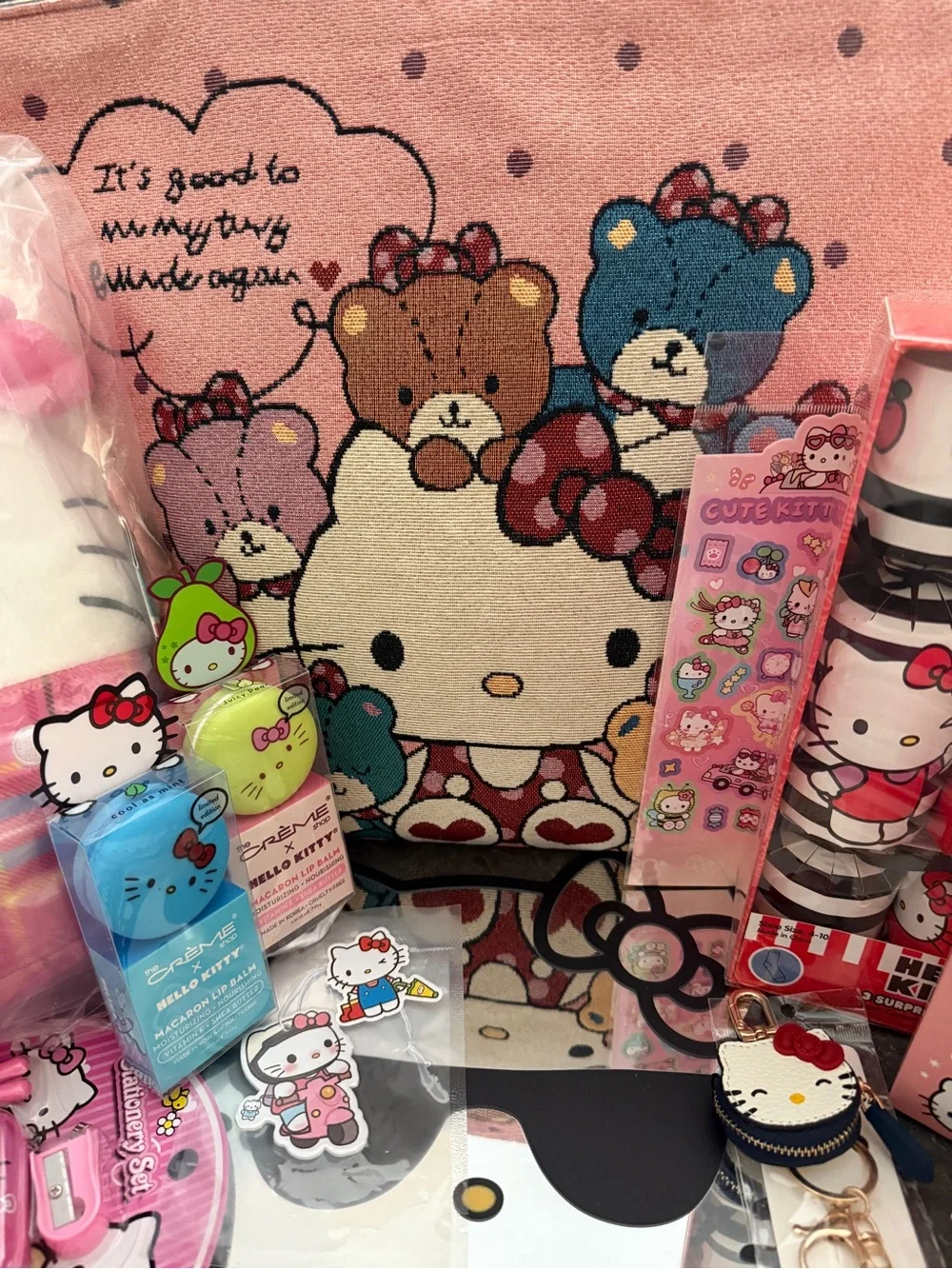 Hello Kitty 15 Piece Bundle Tote Bag Squishmellow Creme Shop and More! NWT